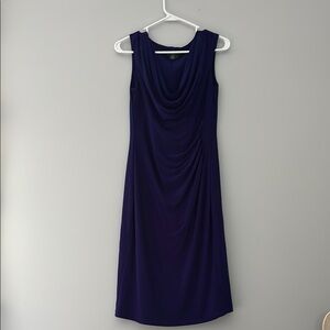 Lauren Ralph Lauren Blue Ruched Sheath Midi Dress